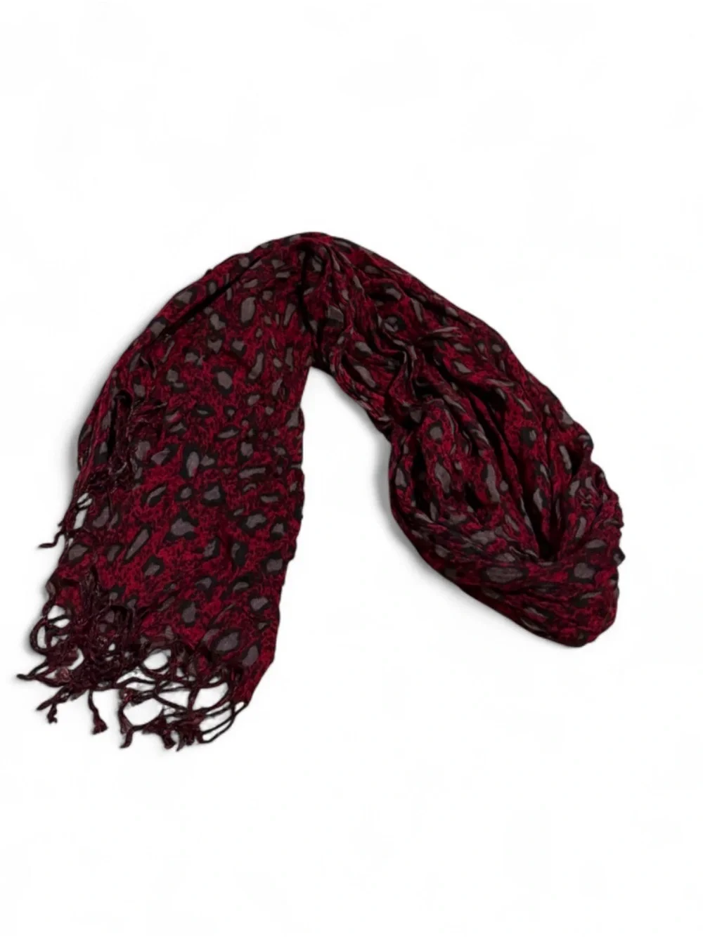 Source Unknown Red and Black Leopard Lace Scarf